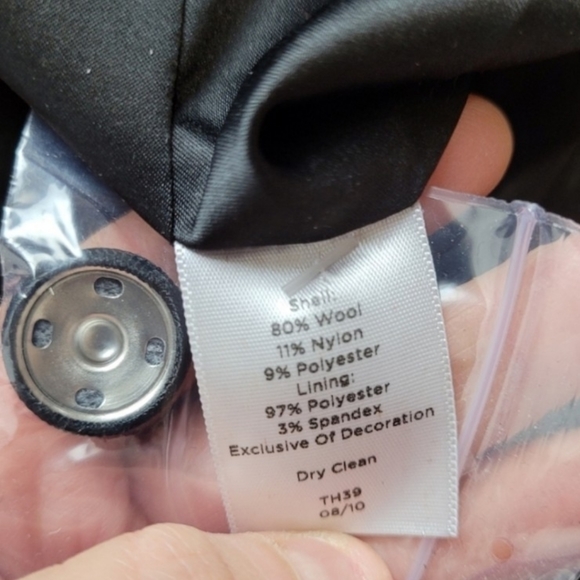 Talbots Tweed wool Boucle Jacket black sparkly lace ruffle fray trim Women's 12 - Picture 10 of 16